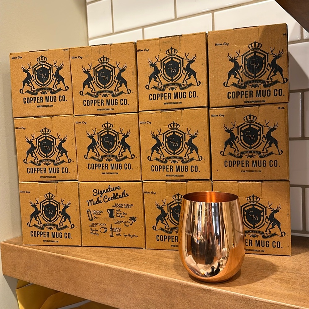 Set of 12 copper wine cups